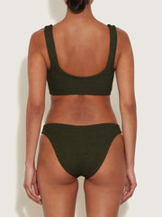 Hallie Crinkle Bikini - Metallic Khaki