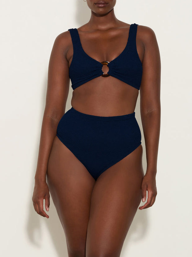 Nadine Tortoiseshell Hoop Crinkle Bikini - Navy