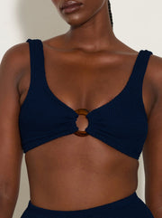 Nadine Tortoiseshell Hoop Crinkle Bikini - Navy