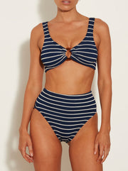 Nadine Striped Crinkle Bikini - Navy/White