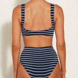 Nadine Striped Crinkle Bikini - Navy/White