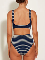 Nadine Striped Crinkle Bikini - Navy/White