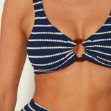 Nadine Striped Crinkle Bikini - Navy/White