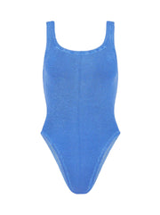 Square Neck Crinkle Swimsuit - Cornflower