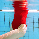 Square Neck Crinkle Swimsuit - Red