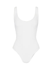 Square Neck Crinkle Swimsuit - White