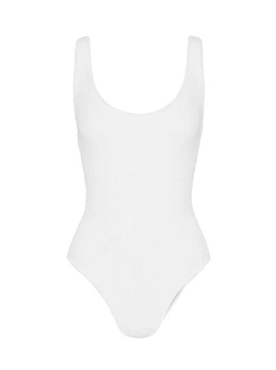 Square Neck Crinkle Swimsuit - White