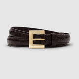 Nicola Leather Belt - Dark Brown Embossed
