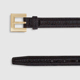 Nicola Leather Belt - Dark Brown Embossed
