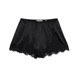 Iona Lace Silk Satin Short - Black
