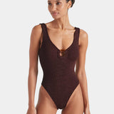 Celine Crinkle Swimsuit - Metallic Chocolate