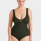 Coverage Celine Crinkle Swimsuit - Metallic Khaki