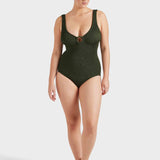 Coverage Celine Crinkle Swimsuit - Metallic Khaki