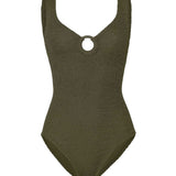 Coverage Celine Crinkle Swimsuit - Metallic Khaki