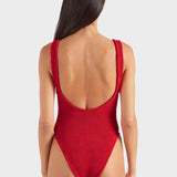 Domino Crinkle Swimsuit - Red