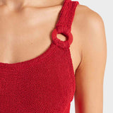 Domino Crinkle Swimsuit - Red