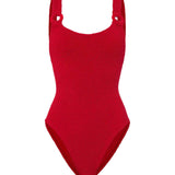 Domino Crinkle Swimsuit - Red
