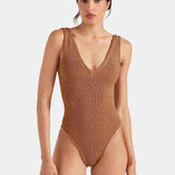 Sadie Crinkle Swimsuit - Metallic Cocoa