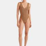 Sadie Crinkle Swimsuit - Metallic Cocoa
