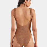 Sadie Crinkle Swimsuit - Metallic Cocoa