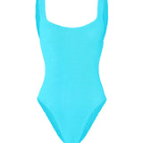 Square Neck Crinkle Swimsuit - Aqua