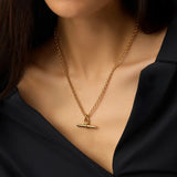 Chunky T-Bar Chain Necklace - Gold