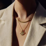 Lucy Williams Medium Engraveable Roman Arc Coin Necklace - Gold