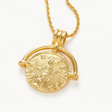 Lucy Williams Medium Engraveable Roman Arc Coin Necklace - Gold
