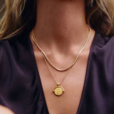 Lucy Williams Medium Engraveable Roman Arc Coin Necklace - Gold