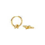 Lucy Williams Pavé Knot Small Hoop Earrings - Gold