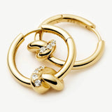 Lucy Williams Pavé Knot Small Hoop Earrings - Gold
