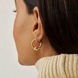 Lucy Williams Pavé Knot Small Hoop Earrings - Gold