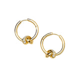 Lucy Williams Pavé Knot Small Hoop Earrings - Gold