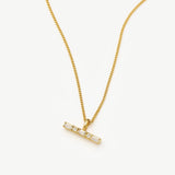Lucy Williams T-Bar Stone Pendant Necklace - Gold