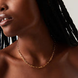 Classic Mini Short Paperclip Chain Necklace - Gold