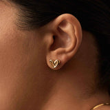 Puffy Heart Mini Stud Earrings - Gold