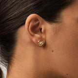 Puffy Heart Mini Stud Earrings - Gold