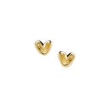 Puffy Heart Mini Stud Earrings - Gold