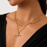 Ridge T-Bar Chain Necklace - Gold