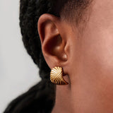 Ripple Stud Earrings - Gold