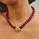 Spiral Gemstone Pendant Necklace - Gold