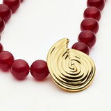 Spiral Gemstone Pendant Necklace - Gold