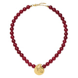 Spiral Gemstone Pendant Necklace - Gold