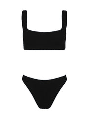 Xandra Square Neckline Crinkle Bikini - Black