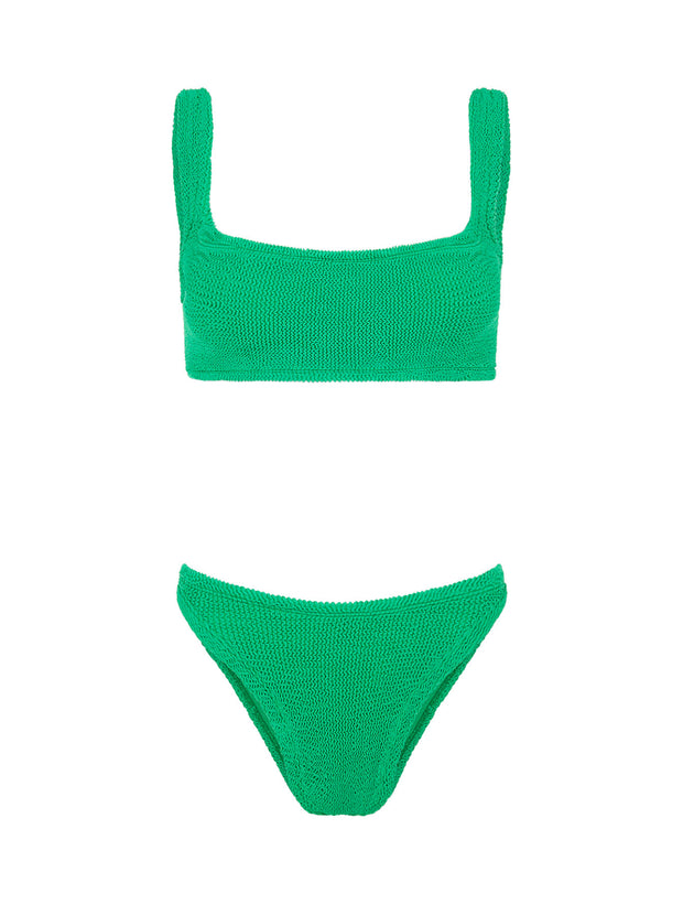 Xandra Square Neckline Crinkle Bikini - Emerald