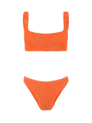 Xandra Square Neckline Crinkle Bikini - Orange