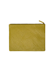 A4 Woven Leather Pochette - Bamboo Green