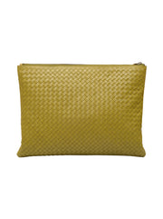 A4 Woven Leather Pochette - Bamboo Green