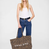 Leo Canvas Tote - Black and Brown Leopard