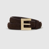 Nicola Leather Belt - Dark Brown Suede